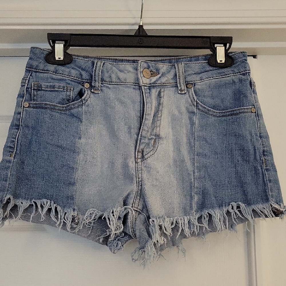 Altar'd State Light Blue Two Toned Frayed Jean Shorts